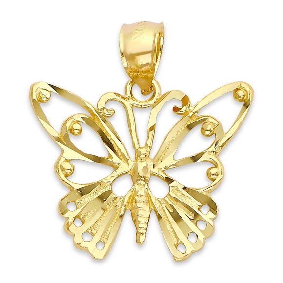 Solid 14k Gold Butterfly Pendant - Animal Insect Jewelry Gifts for Her - Picture 1 of 5